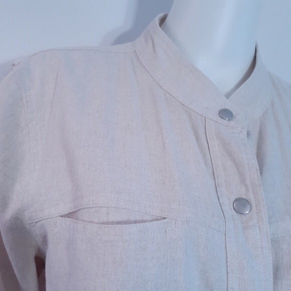 christopher & banks linen blend shirt jacket white l casual summer top large - Picture 2 of 6